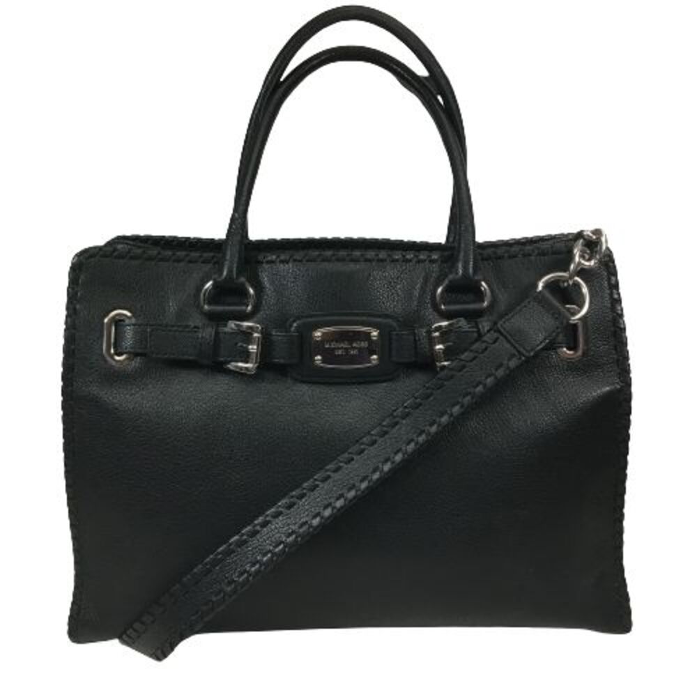 Michael Kors Hamilton Est. 1981 Black Leather Shoulder Satchel Tote Bag Purse